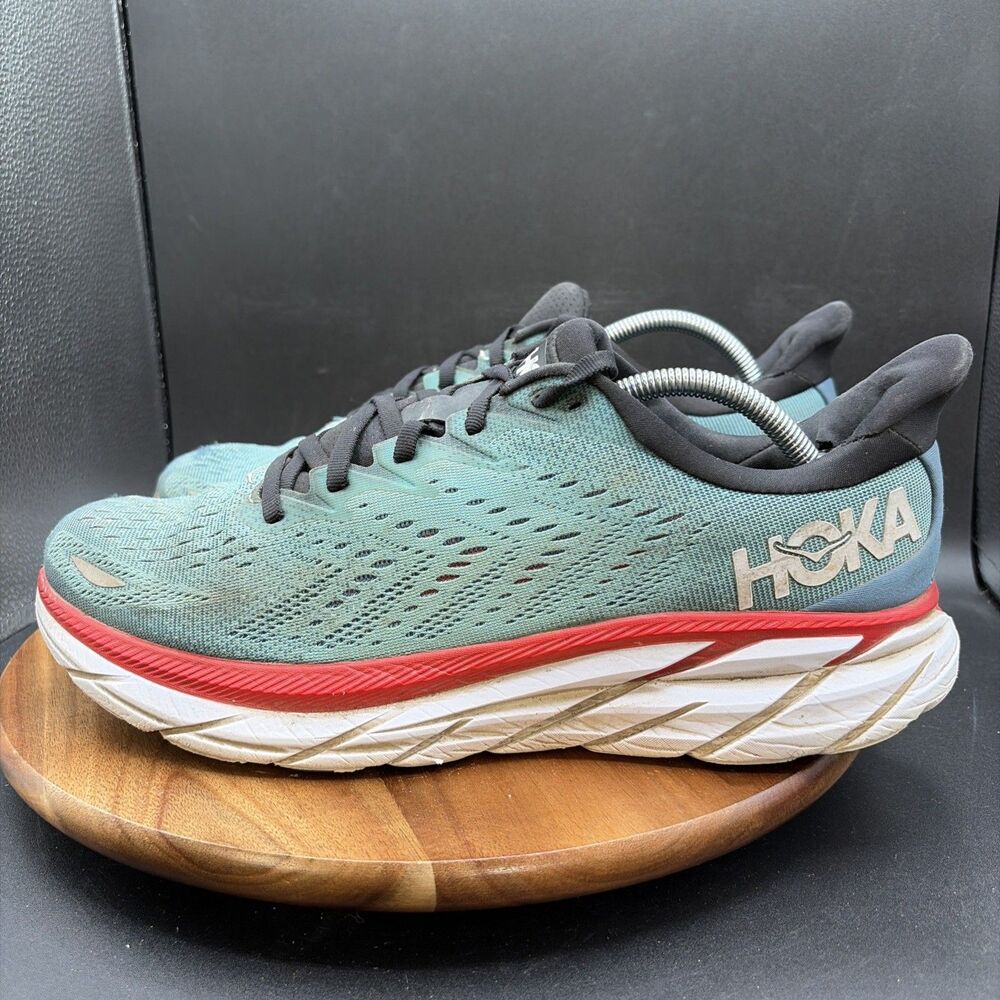 Hoka One One Clifton 8 Men Size 12 D Running Shoes Teal Sneakers 1119393 RTAR